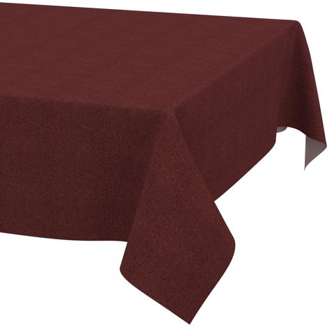 Nappe enduite Bordeaux Aspect Lin 140x100 cm rectangulaire (1/5)