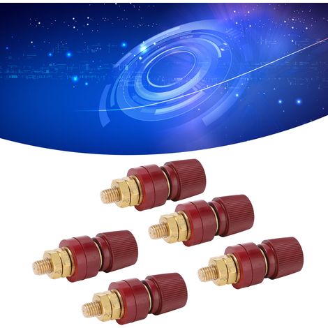 Bornier M8 555, bornier de mise à la terre tout cuivre, bornier pour onduleur en bakélite de cuivre, vendu par paquets de 5 (rouge) (1/5)