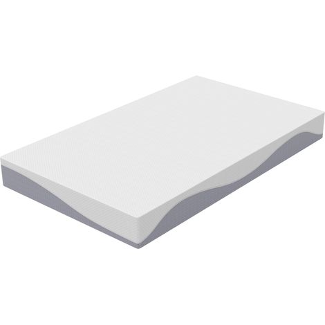 Matelas en mousse 120x200 cm, matelas confortable à fermeté moyenne, hauteur 20 cm, certifié Oeko-TEX, gris et blanc, réversible, H3/H4, housse amovible