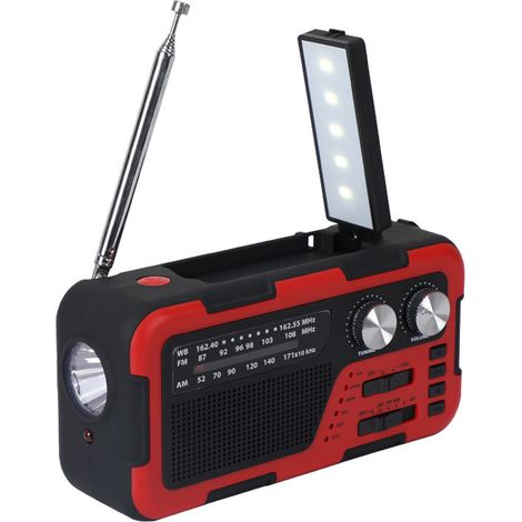 Radio Météo D'Urgence - AM FM NOAA - Manivelle Solaire USB-C - Lampe Torche LED 1 W - Batterie Rechargeable 2000 mAh - Pour Camping Extérieur Secours (1/5)