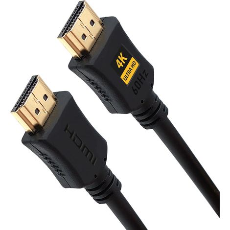 Câble HDMI 4K Ultra HD 2.0 Compatible 1.3/1.4/2.0a UHD 2160p 60Hz Connecteurs dorés ARC, CEC, Ethernet 18 Gbit/s Pour TV, PS5, Xbox Noir, 180 CM, CCS (1/5)