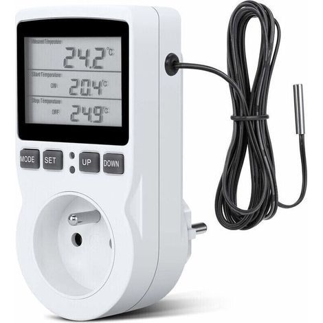 Prise Thermostat, Prise Minuteur Digital, Prise Programmable Digitale avec Sonde, Minuterie Numérique Programmable, Prise Thermostat chauffage pour Serre, Aquarium
