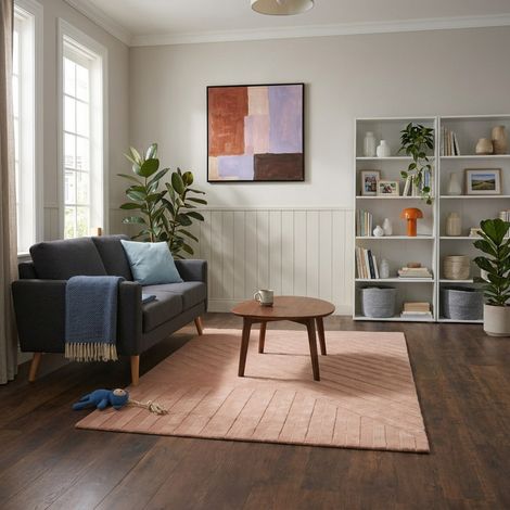Tapis en laine TexturedVisions - Tapis en laine - 180x120cm, Rectangular - 100% Laine vierge - Tufté main - Beige