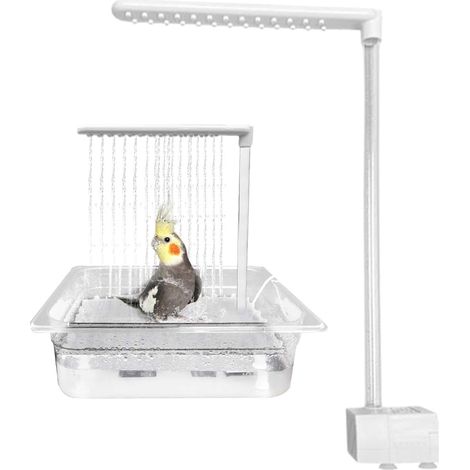 Baignoire de douche pour oiseaux  Pommeau de douche en forme de fontaine avec eau courante  Accessoires de bain automatiques pour perruches, jouet de piscine pour inséparables, calopsittes