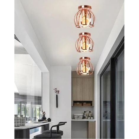 kawoo 3pcs Moderne Plafonnier Industrielle,Lustre Plafonnier Vintage en Fer Style Edison pour Salon Chambre,Rose (1/4)