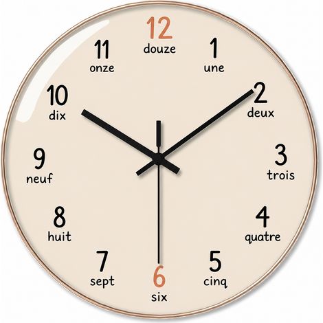 Horloge murale ronde silencieuse cadre doré aiguilles noires 30 cm 12 30cm réf 6504 34 × 34 × 6 cm 725 g – Livraison gratuite