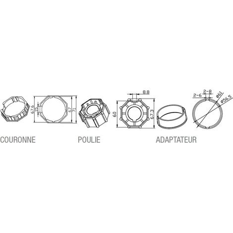 Adaptateur octogonal 70 x 1mm CAME 001YK6115