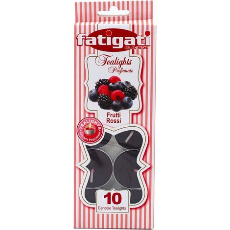 TrAdE Shop Traesio - Set 12 Pz Da 10 Candele Profumate Tealight Lumini Tondi Fragranza Frutti Rossi 473588 -