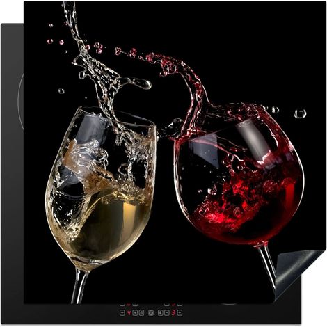 Induction Hob Protector Red Wine - White Wine - Glass - Black 78x78 cm