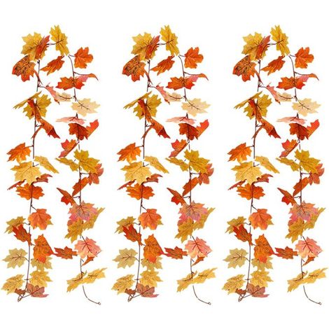 Lot de 3 décorations de table automne/Halloween/Thanksgiving, feuilles d'érable artificielles. (1/5)
