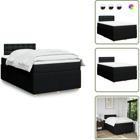 The Living Store Giroletto a Molle con Materasso Nero 120x190 cm in Tessuto - Materasso a molle insacchettate
