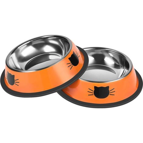 2 petits bols pour chat en acier inoxydable antidérapants, difficiles à casser, avec fond en caoutchouc détachable, faciles à nettoyer