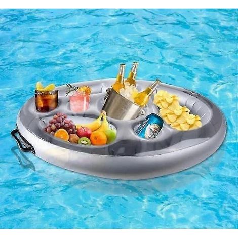 Plateau gonflable pour piscine avec 8 porte-gobelets, barre flottante en PVC résistant pour les jeux d'eau, la plage et le spa (1/5)