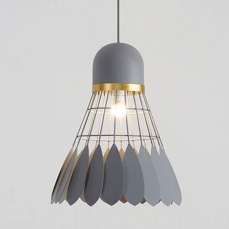 E27 Industriel Vintage Métal Suspensions badminton Retro Plafonnier Luminaire Vintage Plafond Plafonnier Lumiere Lampe Pendentif Lumiere Antique Suspensions Luminaire (gris)
