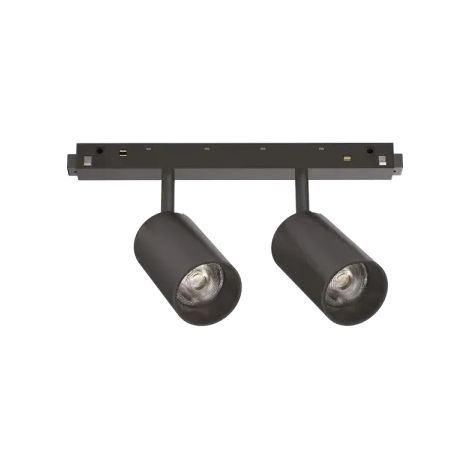 Faretto A Binario Ego Spot Double 2 Luci Led Integrato Nero