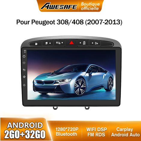 AWESAFE Autoradio Android 13 pour Peugeot 308/408 (2007-2013) 2Go+32Go 9'' Écran Tactile GPS Android Auto WiFi Gris (1/5)