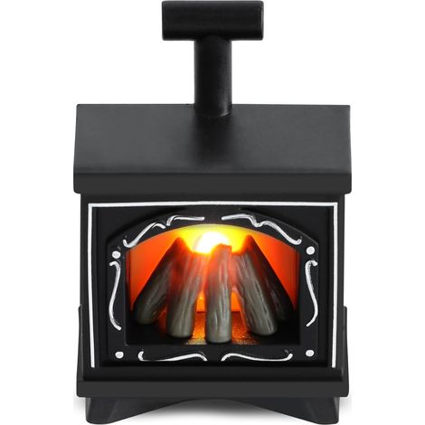 Lumière de cheminée, cheminée miniature, cheminée LED pour maison de poupée, meubles de maison de poupée, noir (1/5)