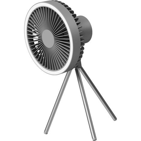 Ventilateur portable gris – 4000mAh – Rechargeable – Hauteur variable – LED – Camping/extérieur (1/5)