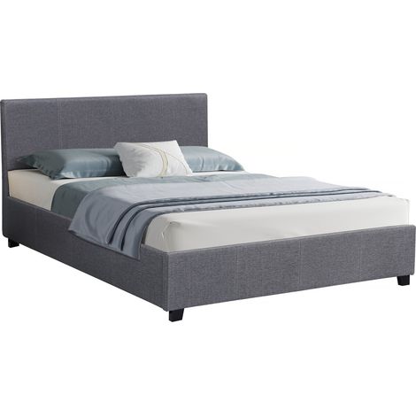 Habitat Et Jardin – Lit double coffre 160 x 200 cm – Tiroirs de rangement – Tissu gris – Sommier inclus – Dimensions lit : 213 x 167 x 86 cm (1/4)
