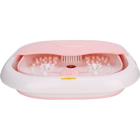Baignoire pieds massante à lumière rouge, température constante, pliable, cuve pédiluve rose, prise UE 220V, thérapie infrarouge, détente totale. (1/5)