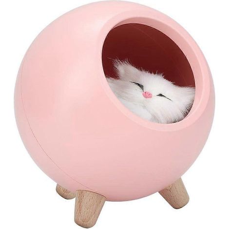 Lampe de table pour animaux de compagnie en forme de chat, veilleuse LED mignonne pour petits animaux de compagnie, double alimentation USB, veilleuse de lit (1/5)