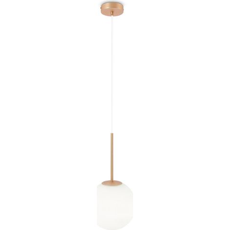 Lampadario Minimal Basic Form Grande In Metallo Oro 1 Luce E Diffusore Bianco (1/4)