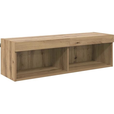 Mueble de TV moderno para montaje en pared con estantes 100 x 30 x 30 cm estilo minimalista acabado en roble macizo hecho a mano 020052829 (1/5)