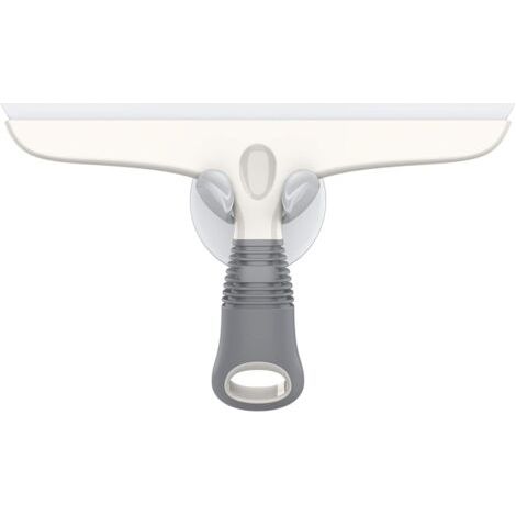 Raclette Silicone avec Support Ventouse Polyvalente pour Vitres, Douche, Salle de Bain, Fenêtres, Blanc et Gris (1/3)
