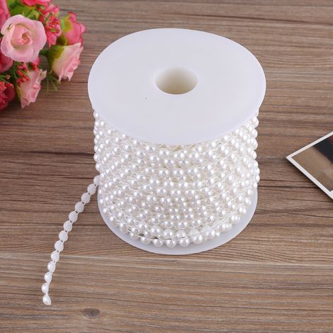 Guirlande de Perles en Coton 25m pour Décoration de Mariage, Fête, Blanc (1/4)