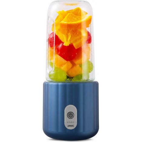 Blender Portable Rechargeable à 6 Lames avec Gobelet à Couvercle, Bleu (1/5)