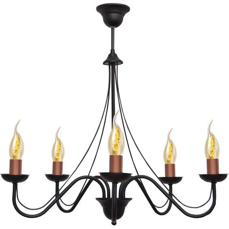 Helam MALBO Plafonnier Suspendu Multi Bras Noir, Cuivre 60cm
