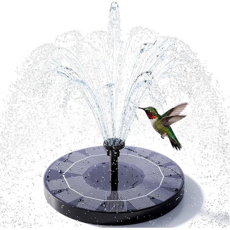 Fontana galleggiante da esterno ad energia solare da 2,5 W, con pompa ad energia solare e 6 ugelli, ideale per abbeveratoi, acquari, giardini e fontane. (1/4)