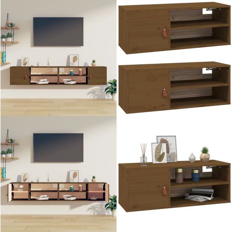 Armoires murales 2 pcs Marron miel 80x30x30 cm Bois Pin massif - Étagères Murales - Bibliothèque Murale - Meuble Mural - Rangement Mural - Armoire Murale - Home & Living