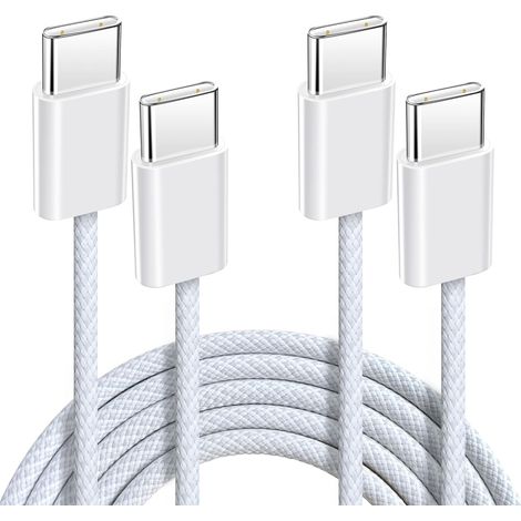 2 Stück USB-C-zu-USB-C-Schnellladekabel: USB-Typ-C-3A-Kabel mit Nylonummantelung für iPhone 16, 15 Pro Max, Samsung S24, S23, iPad, MacBook Pro/Air