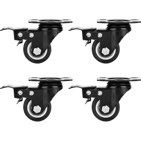 Lot de 4 roulettes universelles silencieuses avec frein, robustes pour meubles, accessoires de remplacement 40 mm (1/5)
