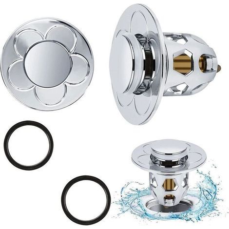 Piletta di scarico a scomparsa per lavabo, 2 pezzi, con filtro per capelli, apertura 34-40 mm per lavello da cucina e vasca da bagno (1/5)