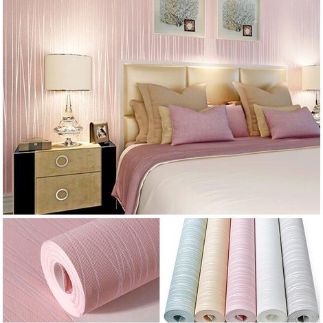JSSEVN - moderne Mode classique Flocage Uni à rayures courbe papier peint non tissé papier mural pour salon Chambre à coucher papier peint, 0.53mx 10m=5.3m² (1/5)