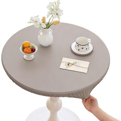 Mantel redondo para exteriores - impermeable - lavable - elástico - diámetro de la mesa 110 cm - negro (1/5)
