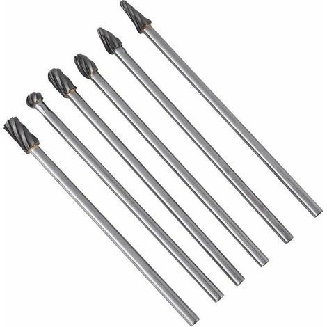 Kit de Fraises Rotatives en Carbure de Tungstène Tige 6mm Tête 10mm Outil Perceuse Ponceuse Electrique 6pcs