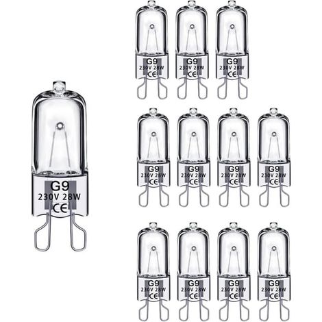Ampoule halogène G9 28 W, intensité variable, 230 V, pour four, micro-ondes, lampe de table, lot de 12. (1/5)