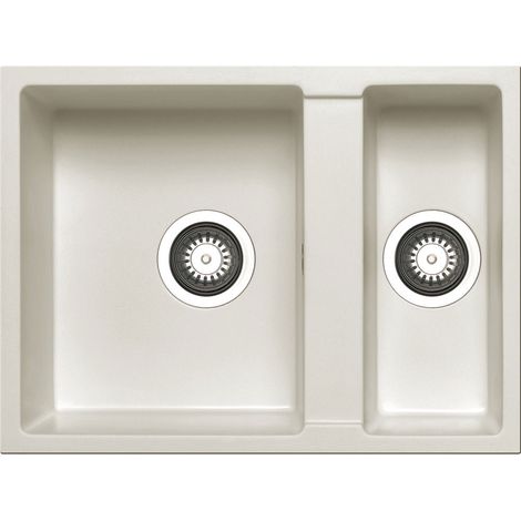 Prima+ Granite 1.5 Bowl Undermount Kitchen Sink 590mm L x 440mm W - White (1/2)