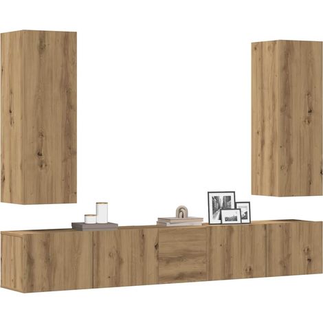 5-tlg. TV-Schrank-Set Wandmontage Artisan-Eiche Holzwerkstoff