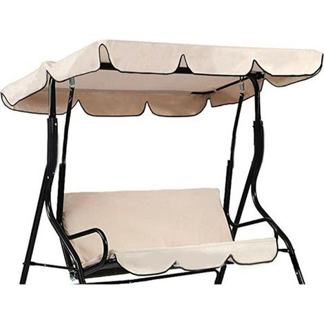 Toite De Rechange pour Balancelle, Couverture D'auvent D'oscillation, Housse De Pluie Supérieure 210D, Housses Anti-poussière pour Balançoire D'extérieur,Beige, 249x185x18cm (1/5)
