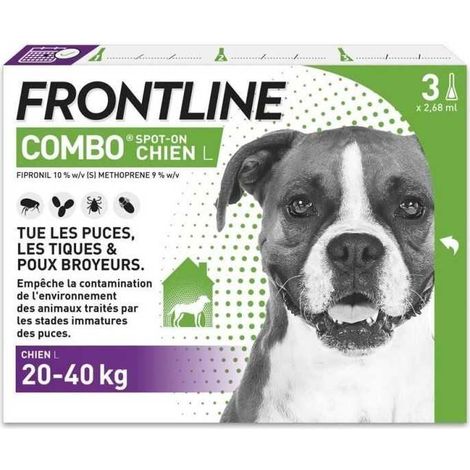 FRONTLINE 3 Pipettes antiparasitaires COMBO Chien - 20-40 kg - Puces, tiques, poux broyeurs
