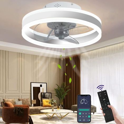 Ventilatore da soffitto silenzioso con luce LED – Telecomando, dimmer, 3 velocità – Paralume in metallo e policarbonato – 48W (1/5)
