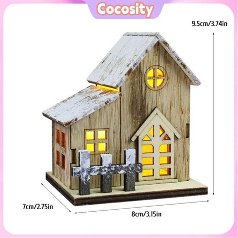 Maison lumineuse de Noël - COCOSITY - Modèle Cabane - Bois haute qualité - LED blanc chaud - Pour intérieur / bureau (1/5)