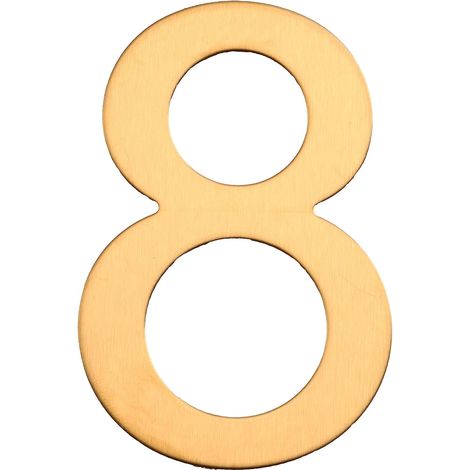 Chiffre de maison 8 - Acier inoxydable doré 76mm - Adhésif puissant résistant aux intempéries - Pour boîte aux lettres et façade extérieure (1/4)
