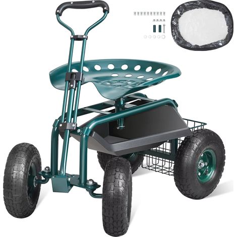 Chariot de jardin   — Siège de travail à roulettes, chariot de jardinage, siège pivotant à 360 degrés, scooter avec fonction de direction (1/5)