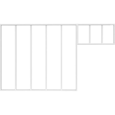 Vetrata atelier con sopraluce L150 x H130 + L73 x H40 cm Bianco in Alluminio termolaccato - BAYVIEW