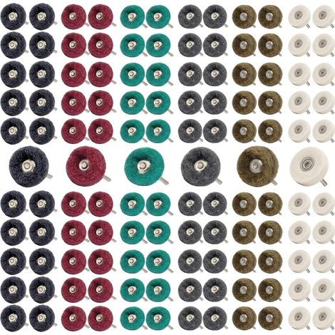120-teiliges Set aus Wollfilz- und Faser-Schleifscheiben und Polierscheiben für Dremel und Rotationswerkzeuge (25 mm, 1/8"-Schaft) – Ideal zum Polieren von Metall, Holz, Autoteilen und Schmuck (1/5)